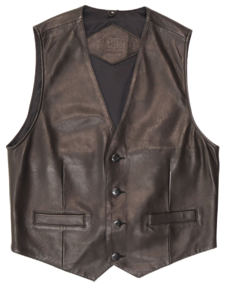 Trapper Ανδρικό Δερμάτινο Γιλέκο IT 48 Medium Black Leather