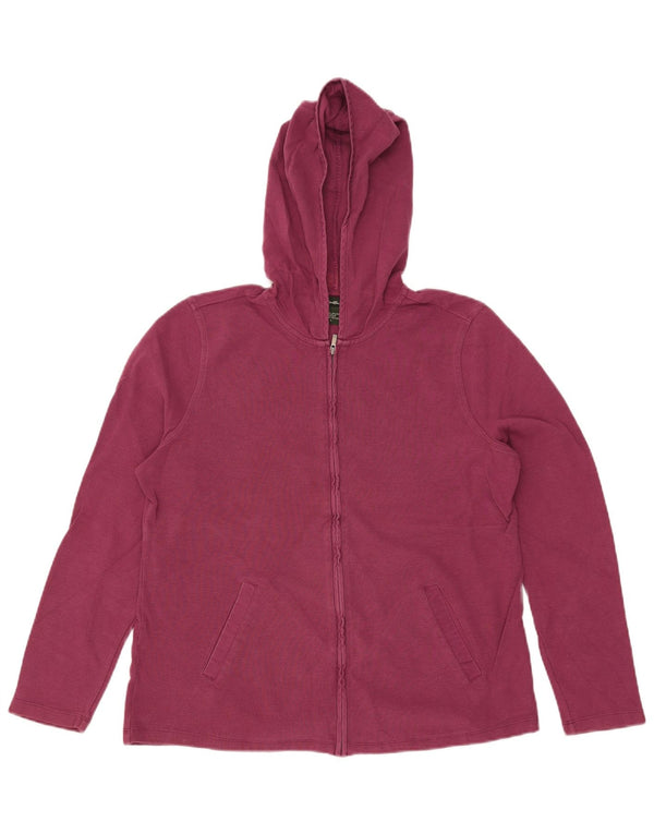EDDIE BAUER Womens Zip Hoodie Sweater UK 16 Large Pink Cotton