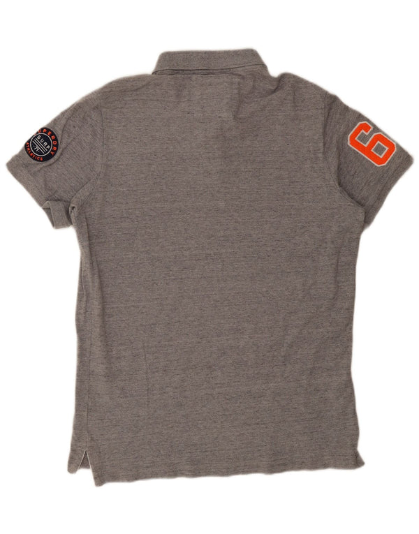 Ανδρικό γραφικό πόλο μπλουζάκι Superdry 2XL γκρι βαμβακερό