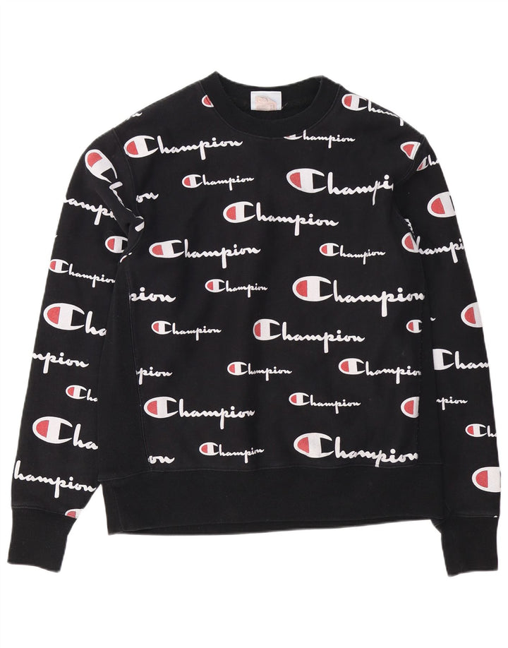Ανδρικό γραφικό φούτερ Champion Jumper μεγάλο μαύρο βαμβακερό