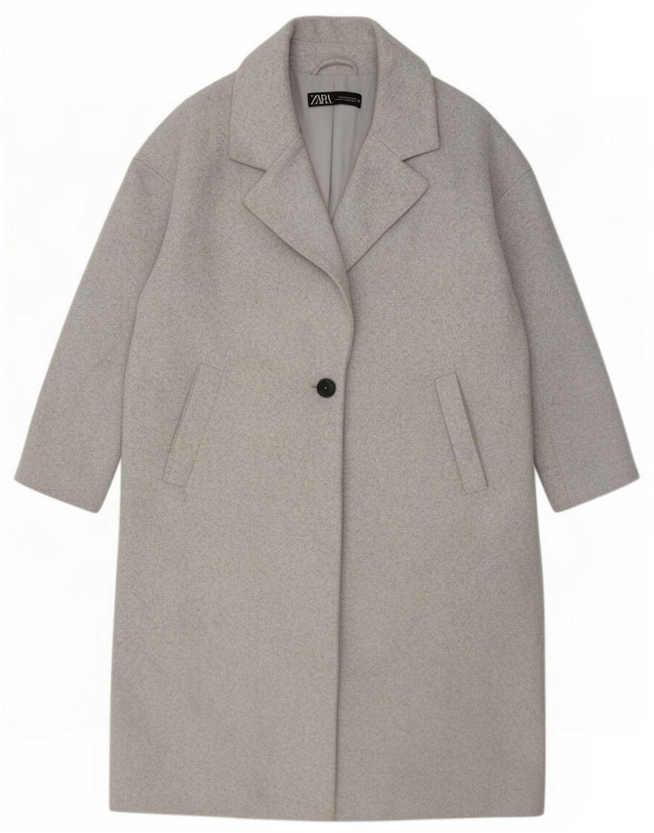 Zara Γυναικείο μανίκι 3/4 Oversized Πανωφόρι UK 14 Medium Grey Polyester