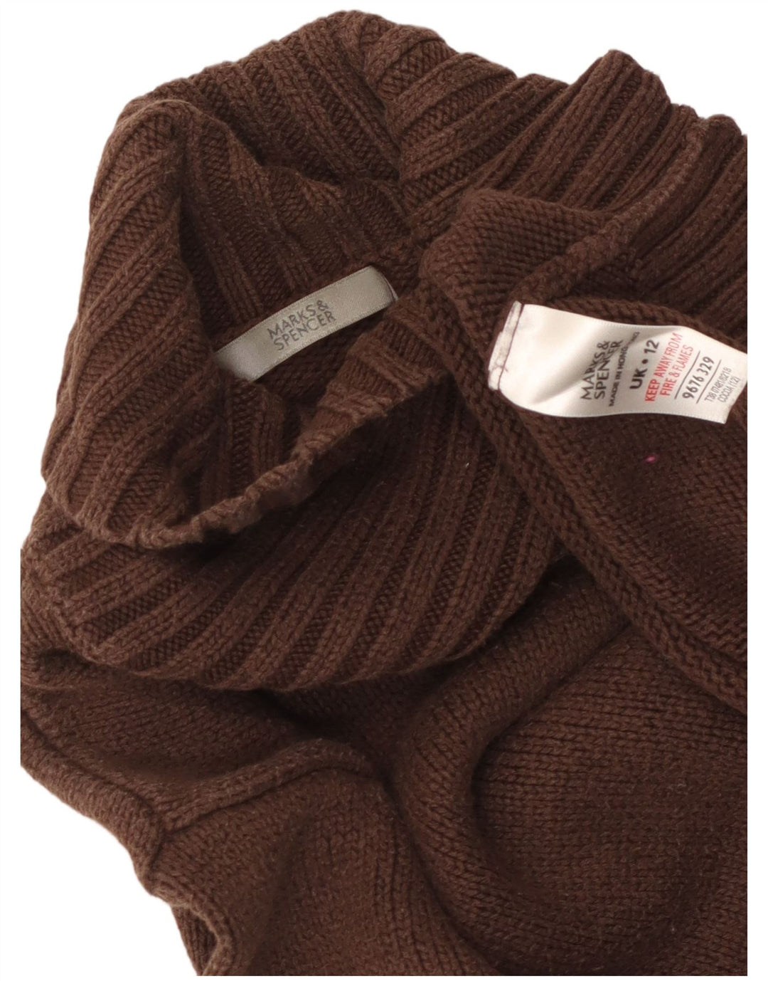 Marks & Spencer Γυναικείο Crop Roll Neck Jumper πουλόβερ UK 12 Μεσαίο καφέ