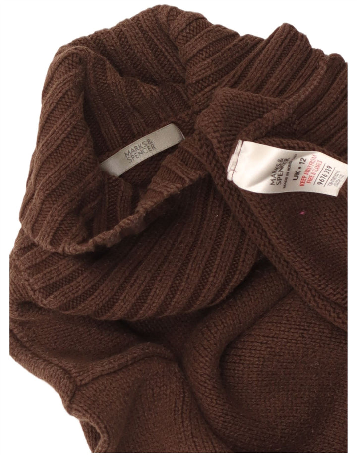 Marks & Spencer Γυναικείο Crop Roll Neck Jumper πουλόβερ UK 12 Μεσαίο καφέ