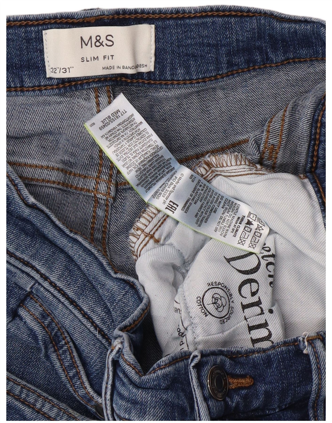 MARKS & SPENCER Ανδρικό Slim Jeans W32 L29 Blue Cotton Classic