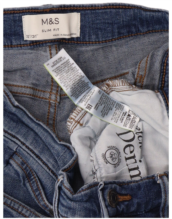 MARKS & SPENCER Ανδρικό Slim Jeans W32 L29 Blue Cotton Classic