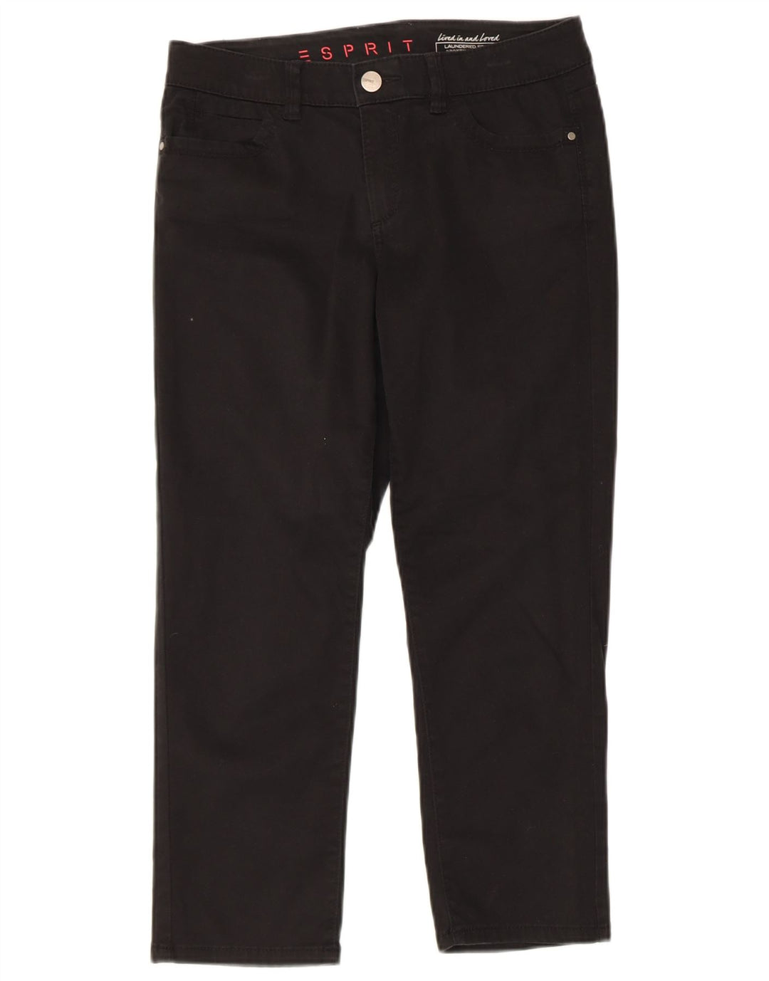 ESPRIT Womens Straight Capri Trousers UK 8 Small W30 L22 Black Cotton