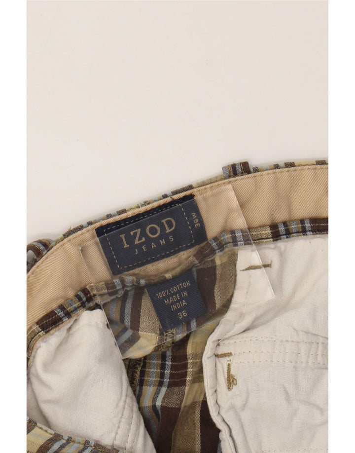 Ανδρικό σορτς Chino Izod W36 Large Green Check Cotton