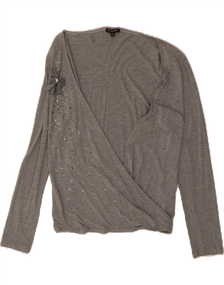 MASSIMO DUTTI Womens Long Sleeve Blouse Top UK 14 Large Grey Viscose Vintage Massimo Dutti and Second-Hand Massimo Dutti from Messina Hembry 