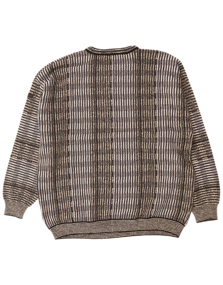 Bueckle Ανδρικό πουλόβερ με λαιμόκοψη IT 56 2XL Γκρι ριγέ πολυακρυλικό