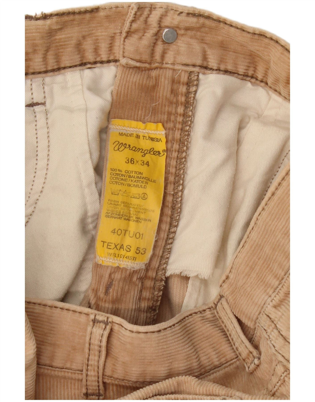 WRANGLER Ανδρικό Texas Straight Corduroy Παντελόνι W36 L31 Μπεζ βαμβακερό