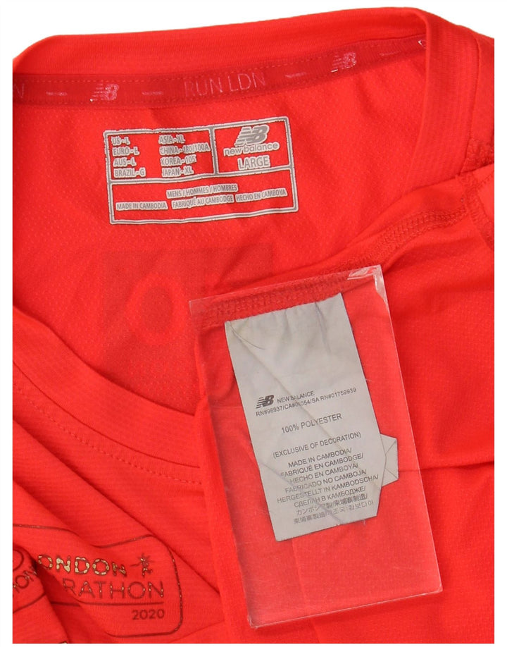 Ανδρικό γραφικό T-Shirt New Balance Top Large Red Polyester