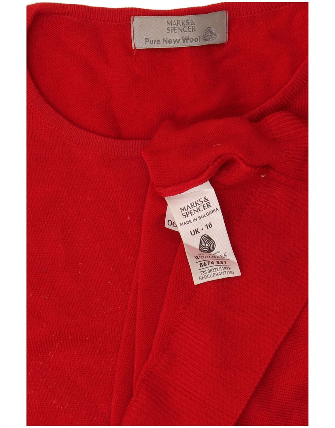 Marks & Spencer Γυναικείο πουλόβερ με λαιμόκαυστο UK 16 μεγάλο κόκκινο μαλλί