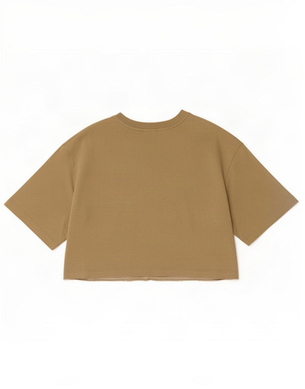 Nike Womens Crop Graphic T-Shirt Top UK 10 Small Khaki Cotton