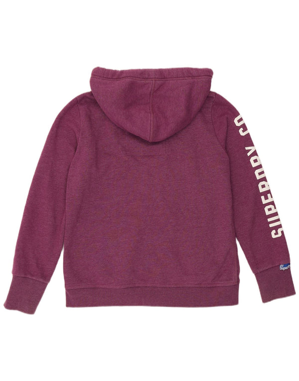Superdry γυναικείο πουλόβερ με κουκούλα με φερμουάρ UK 18 XL μωβ βαμβακερό