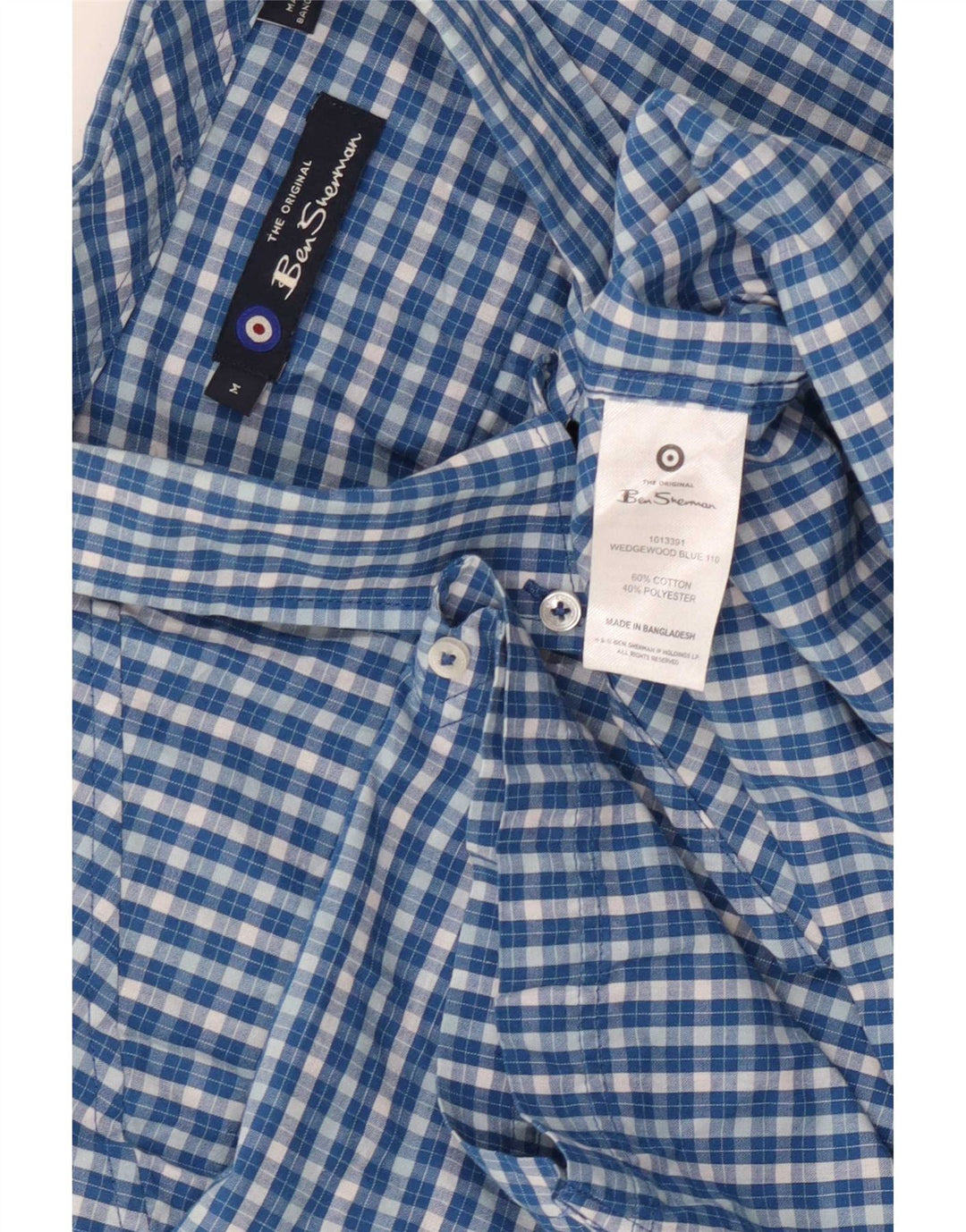 Ανδρικό κοντομάνικο πουκάμισο Ben Sherman, μεσαίο μπλε βαμβακερό