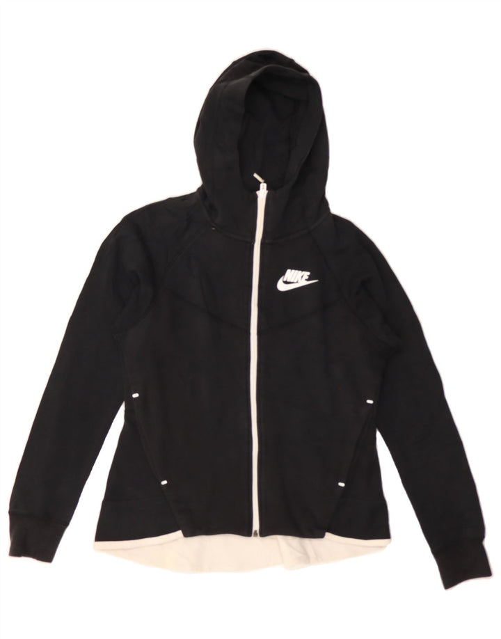 NIKE Womens Zip Hoodie Sweater UK 14 Medium Black Vintage Nike and Second-Hand Nike from Messina Hembry 