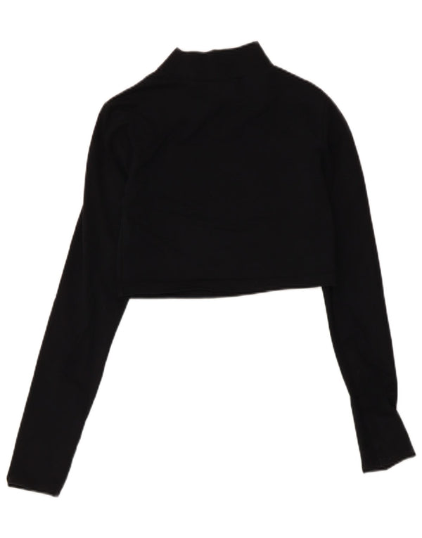 Fila Womens Crop Graphic Top Long Sleeve UK 8 Small Black Cotton