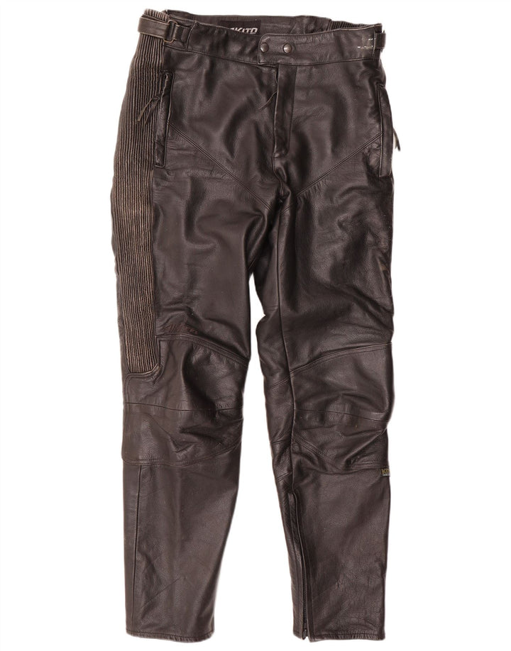 Akito Ανδρικό κωνικό δερμάτινο παντελόνι IT 46 Small W32 L32 Μαύρο