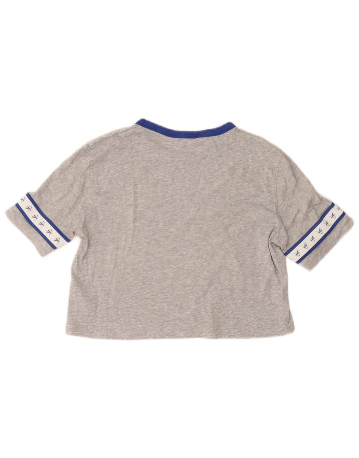 CALVIN KLEIN Γυναικείο Crop Graphic T-shirt Top UK 6 XS Γκρι βαμβακερό