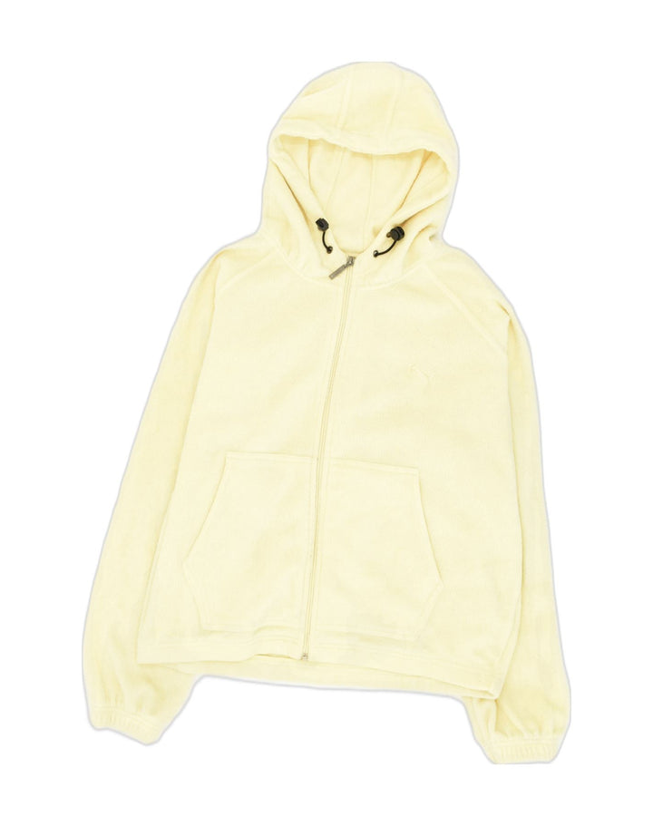 PUMA Womens Hooded Fleece Jacket UK 18 XL  Yellow Polyester | Vintage Puma | Thrift | Second-Hand Puma | Used Clothing | Messina Hembry 