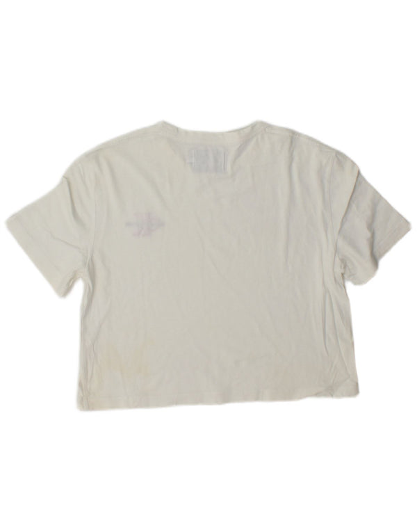 Γυναικείο T-Shirt Calvin Klein Crop Top UK 6 XS Λευκό