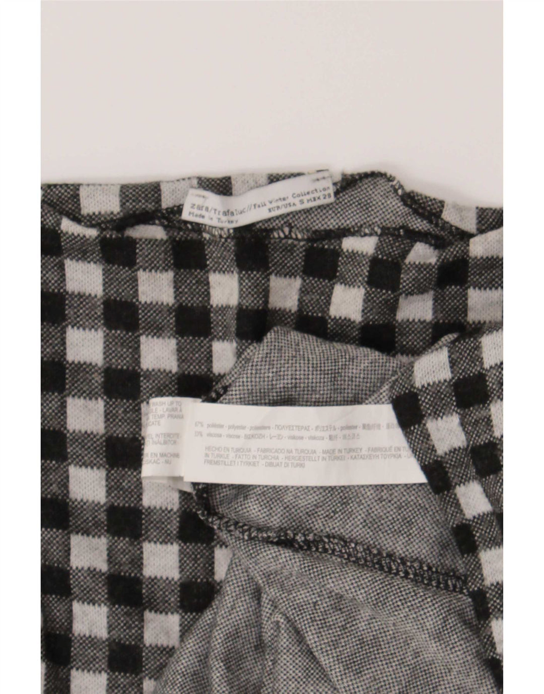 Zara Γυναικείο Trafaluc Oversized Top μακρυμάνικο UK 10 Small Black Gingham