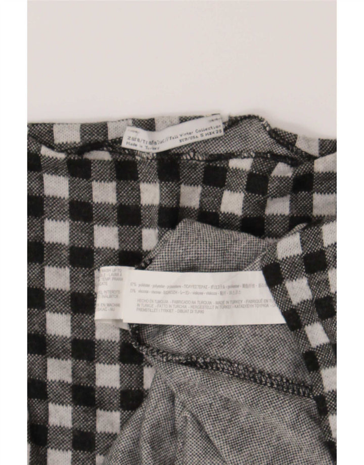 Zara Γυναικείο Trafaluc Oversized Top μακρυμάνικο UK 10 Small Black Gingham