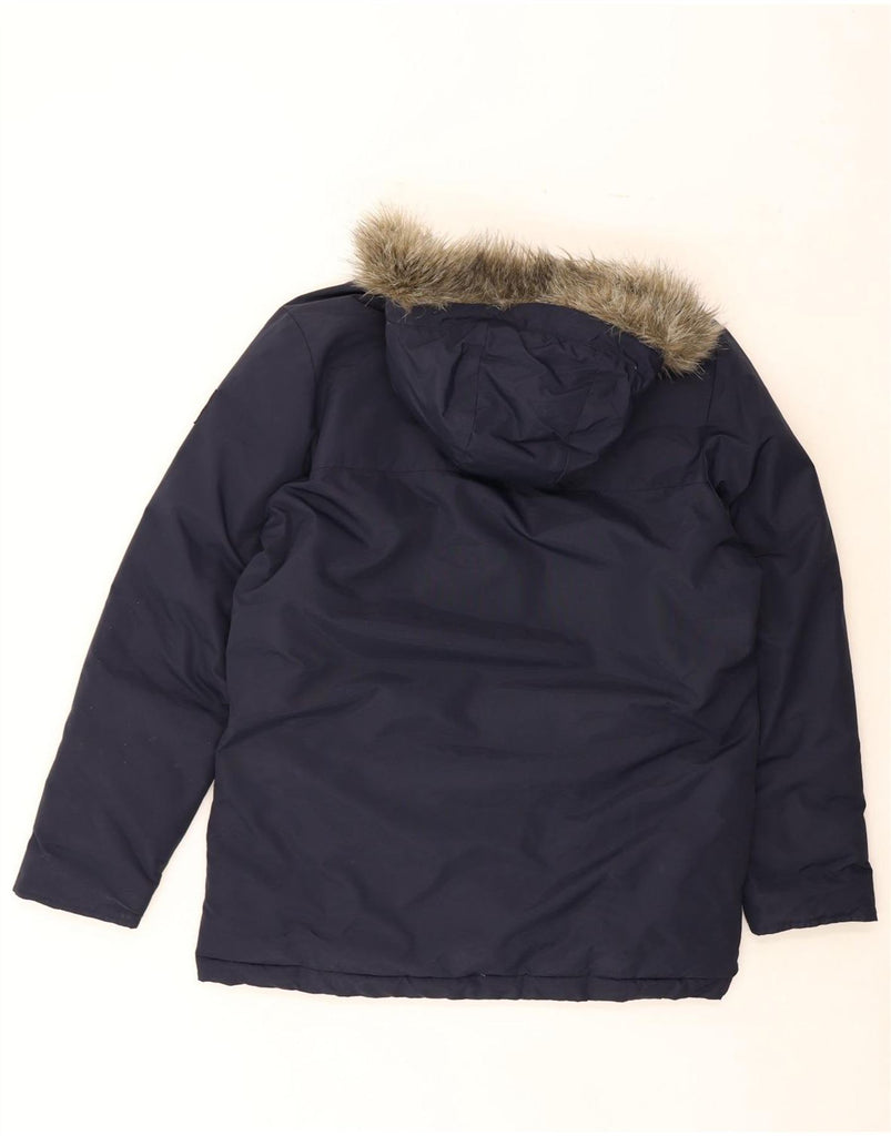 ADIDAS Mens Hooded Windbreaker Jacket UK 40 Large Navy Blue Polyester Vintage Adidas and Second-Hand Adidas from Messina Hembry 