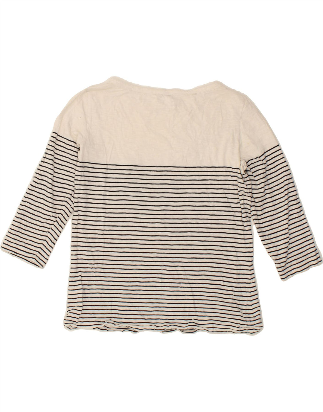 WHITE LABEL Womens Top 3/4 Sleeve UK 10 Small White Striped Cotton Vintage White Label and Second-Hand White Label from Messina Hembry 