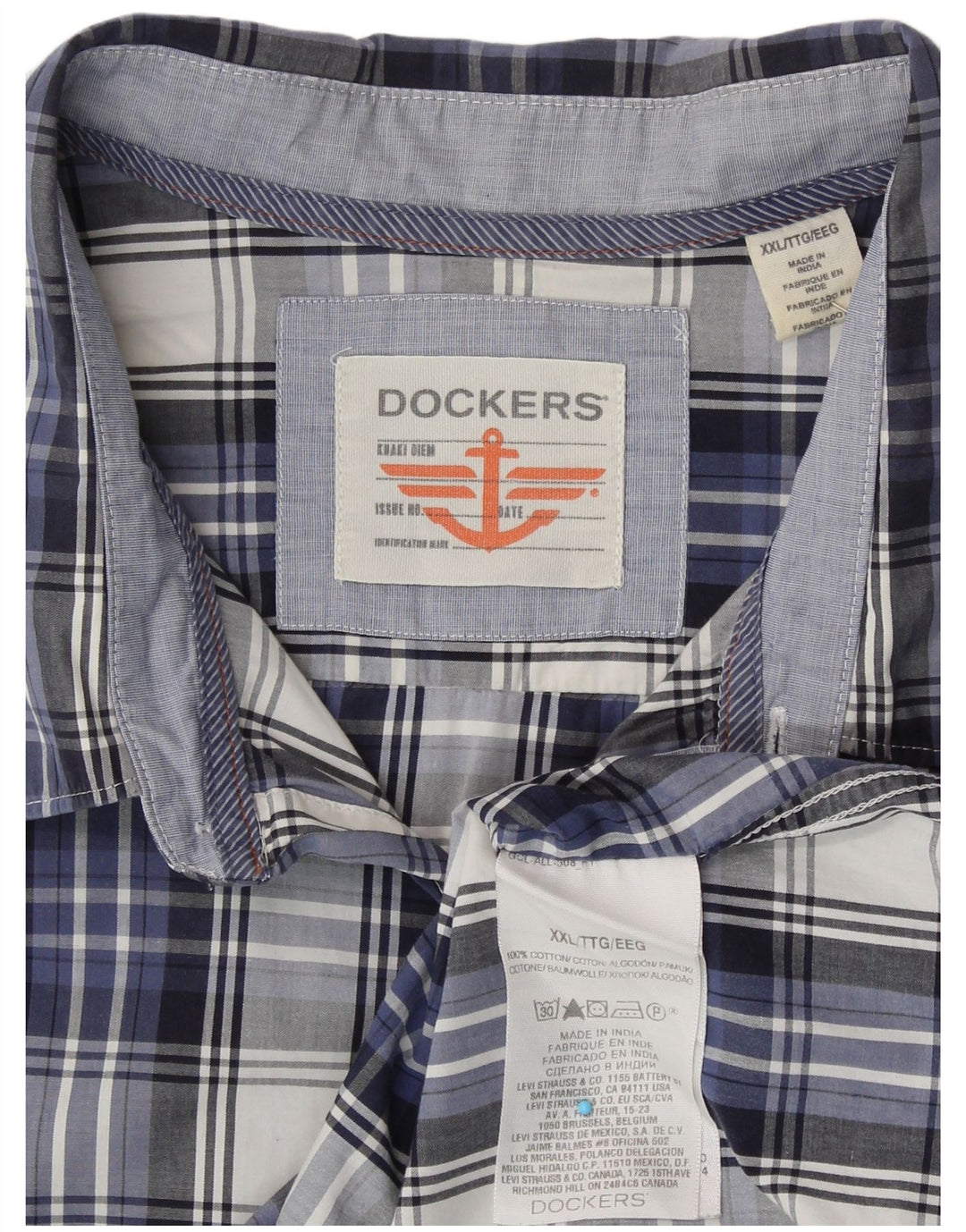 DOCKERS Ανδρικό πουκάμισο 2XL Navy Blue Check Cotton