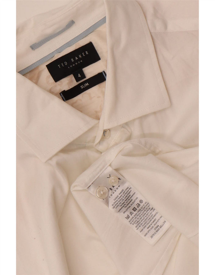 Ted Baker Ανδρικό πουκάμισο Slim Fit Μέγεθος 4 Μεγάλο λευκό βαμβακερό