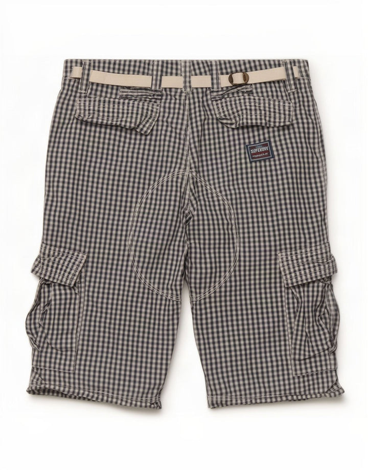 Ανδρικό σορτς Cargo Superdry Medium W32 Navy Blue Gingham Cotton