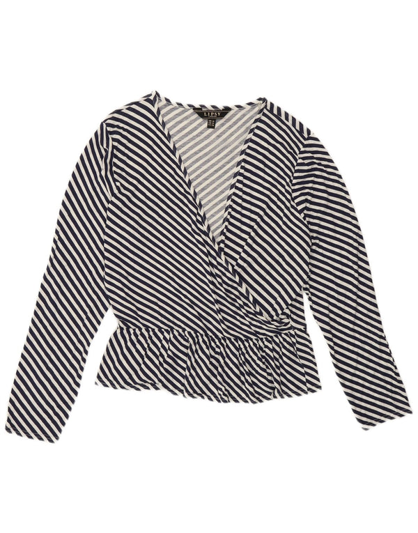 Γυναικεία μακρυμάνικη μπλούζα Lipsy Top UK 18 XL Navy Blue Pinstripe Viscose