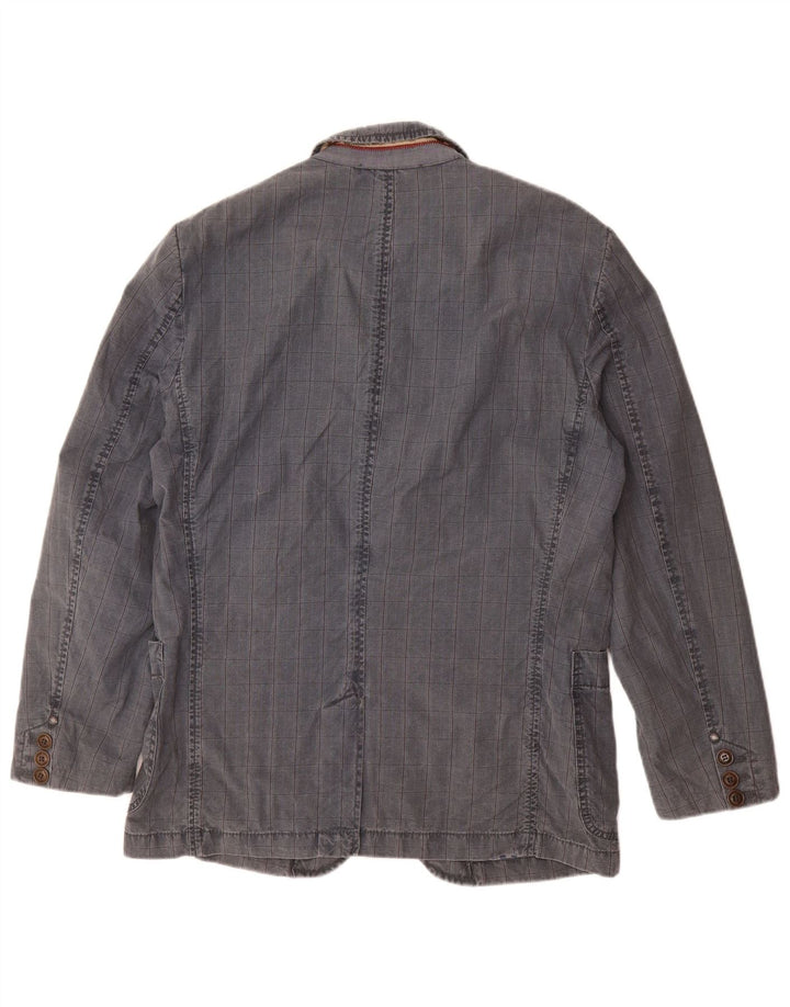 CAMEL ACTIVE Ανδρικό σακάκι 2 κουμπιών IT 48 μεσαίο μπλε βαμβακερό καρέ