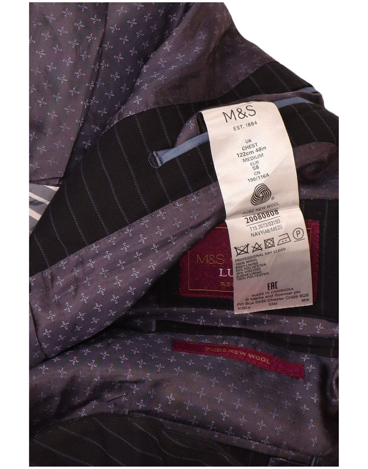 Marks & Spencer Ανδρικό μπουφάν σακάκι με 2 κουμπιά UK 48 4XL Navy Blue Pinstripe