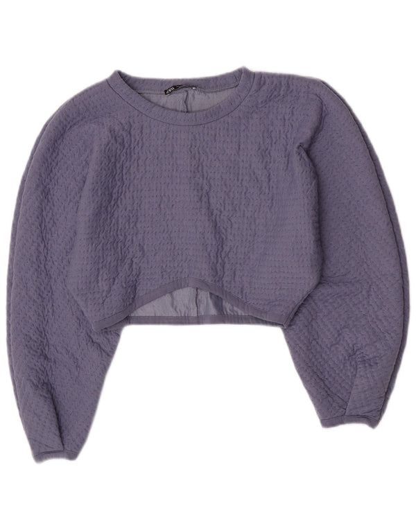 Zara Γυναικεία Μπλούζα Crop Top UK 14 Large Purple