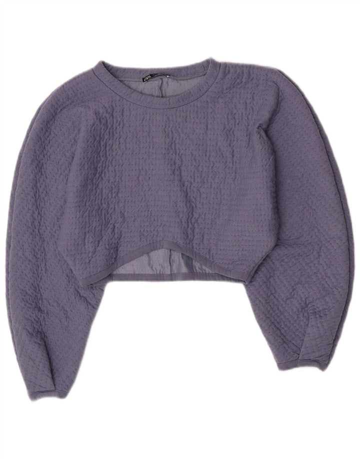 Zara Γυναικεία Μπλούζα Crop Top UK 14 Large Purple