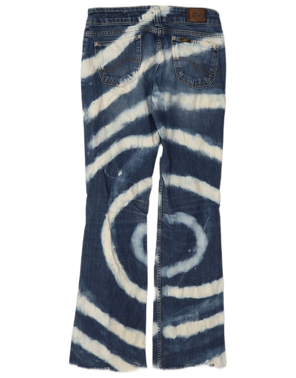 Lee Womens Leola Distressed Bootcut Jeans W28 L30 Blue Tie Dye Cotton