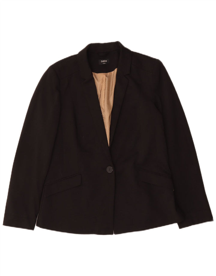 Oasis Γυναικείο Μπουφάν 1 Κουμπί Blazer UK 12 Μεσαίο Μαύρο Πολυεστέρας