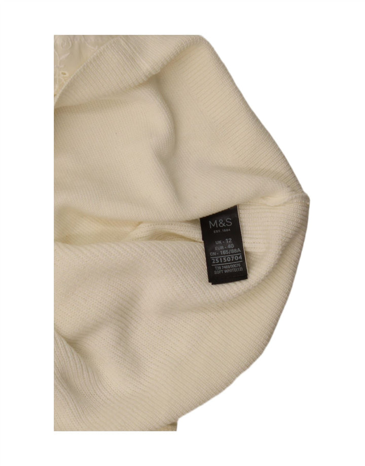 Marks & Spencer Γυναικείο πουλόβερ με λαιμόκαυστο UK 12 Medium White