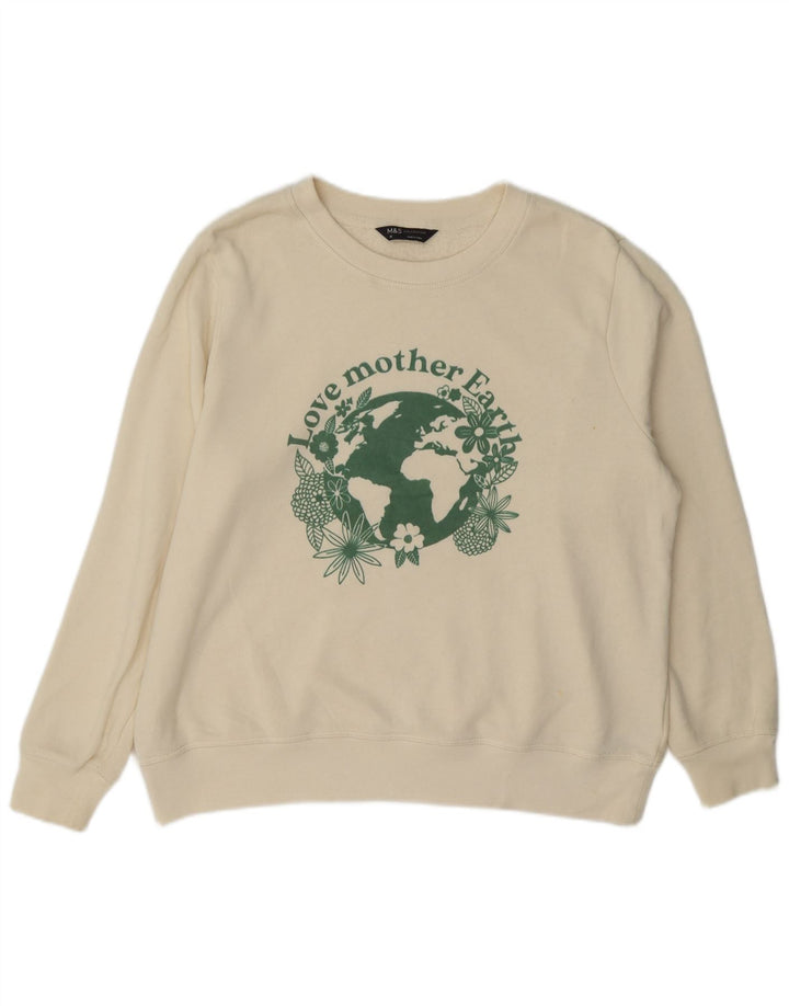 Marks & Spencer Γυναικεία γραφική φούτερ Jumper UK 16 Large Off White