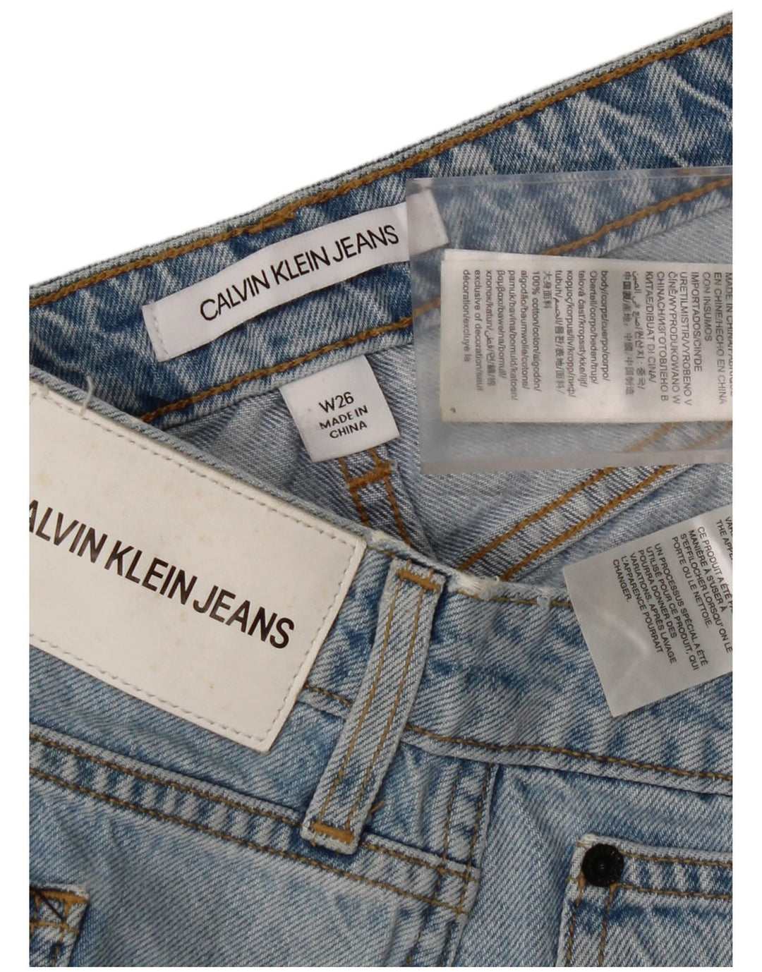 CALVIN KLEIN JEANS Γυναικεία τζιν φούστα με χαμηλή μέση W26 Μικρή μπλε βαμβακερή