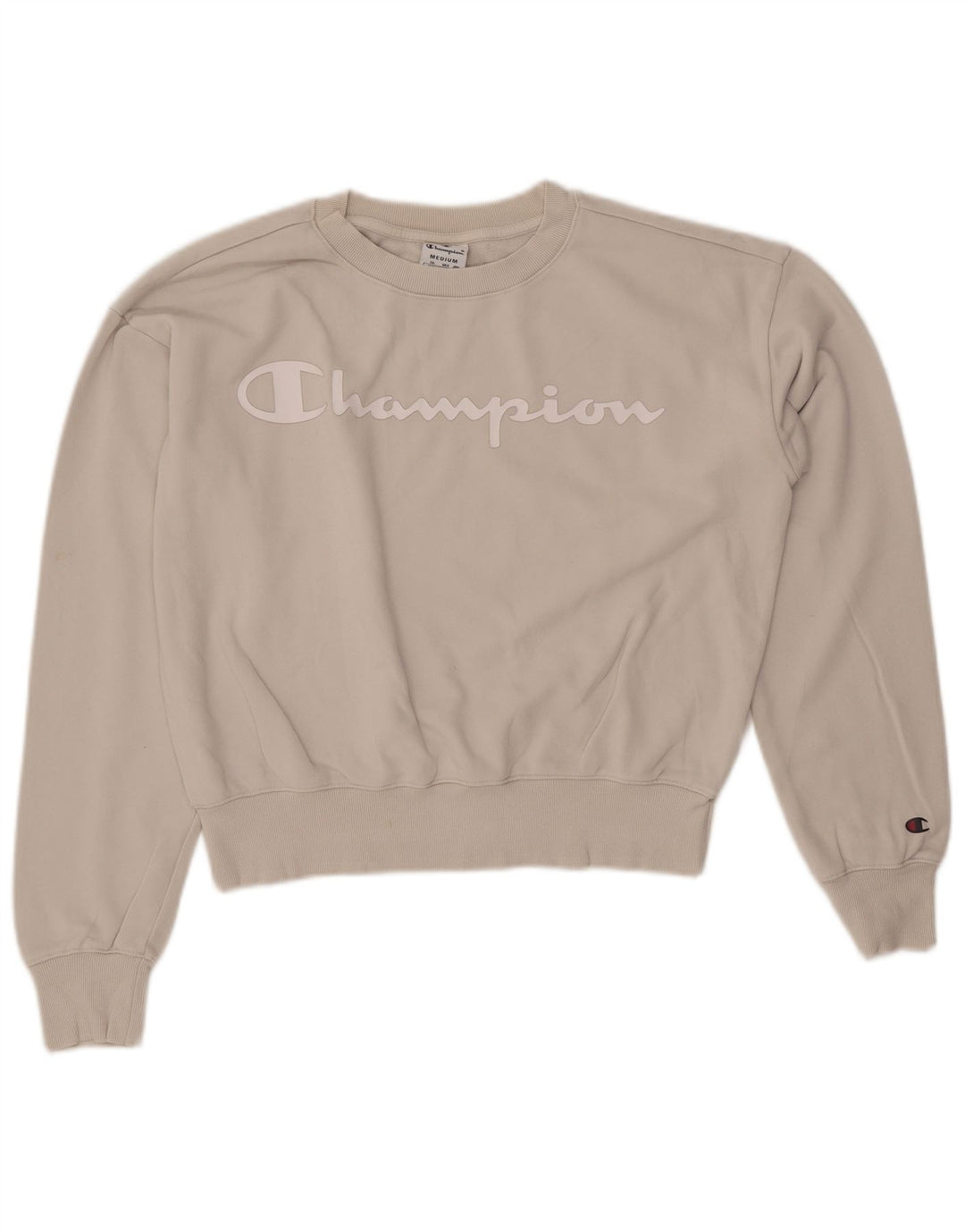 CHAMPION Γυναικεία Crop Graphic Φούτερ Jumper UK 14 Medium Beige