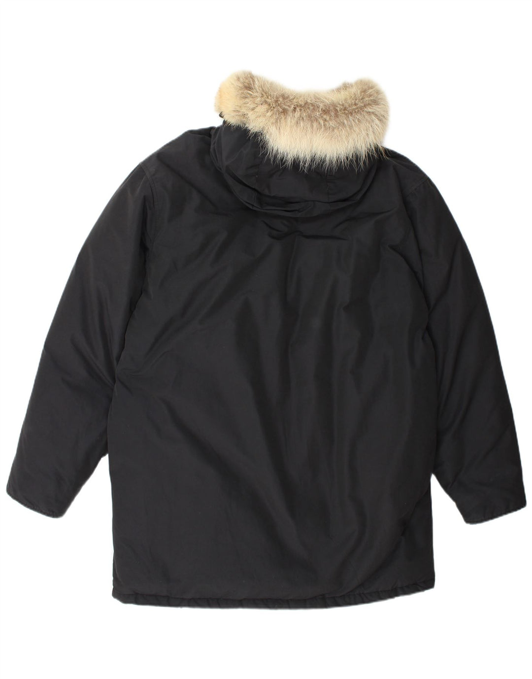 Woolrich Ανδρικό μπουφάν Parka με κουκούλα UK 40 μεγάλο μαύρο βαμβακερό