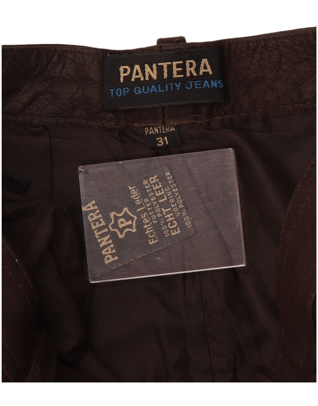 Pantera Ανδρικό Slim Suede Παντελόνι W31 L31 Καφέ Δερμάτινο