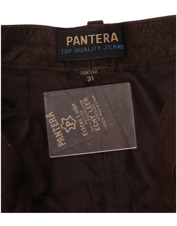 Pantera Ανδρικό Slim Suede Παντελόνι W31 L31 Καφέ Δερμάτινο