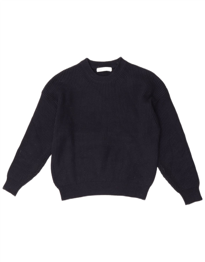 Zara γυναικείο πουλόβερ υπερμεγέθη Crew Neck Jumper UK 6 XS Navy Blue Polyester