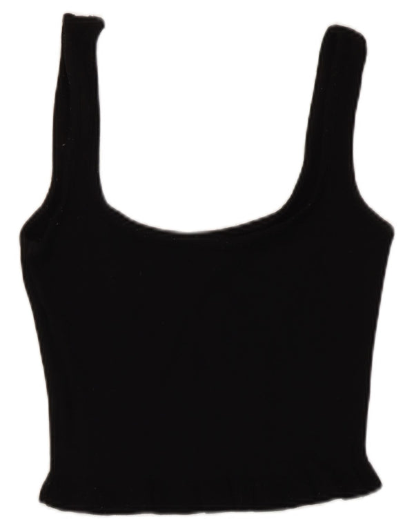 Zara Womens Crop Top UK 8 Small Black Viscose