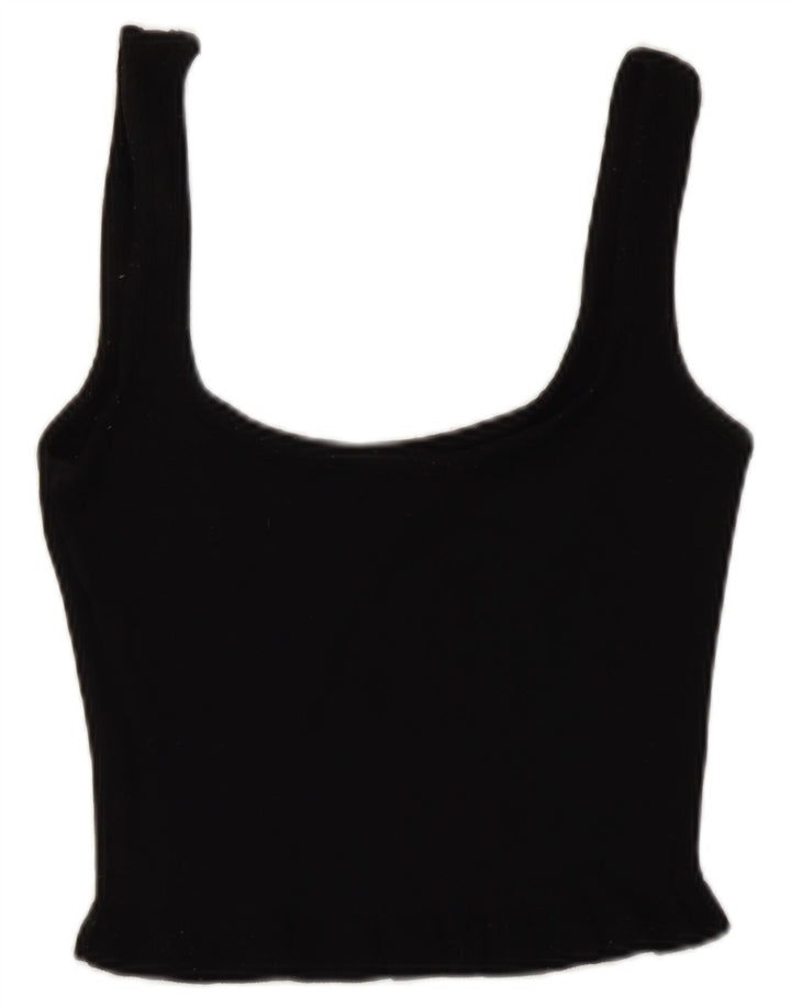 Zara Womens Crop Top UK 8 Small Black Viscose