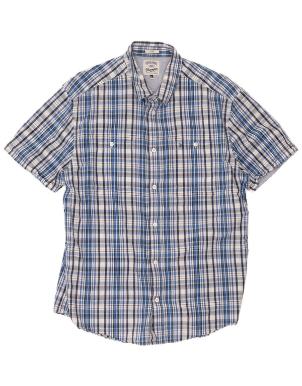 Ανδρικό κοντομάνικο πουκάμισο Wrangler XL Μπλε βαμβακερό
